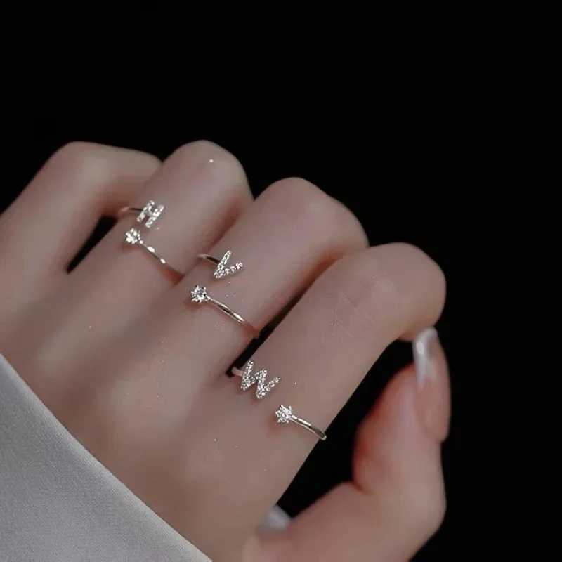 26 English Letter Open Finger Rings A-Z Initials Name Alphabet Female Creative Ring Fashion Wedding Party Jewelry GiftsXJ250110
