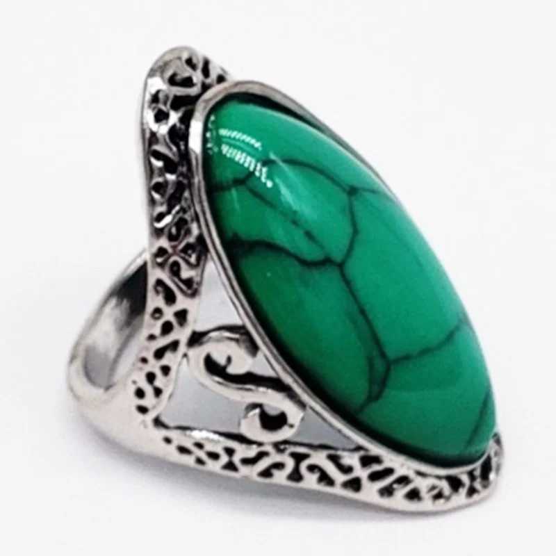 Ofertas Retro Bohemian Style 6-Color Oval Stone Finger Ring Jewelry Suitable for Female Engagement Wedding Bridal Sizes 6-11 W250111