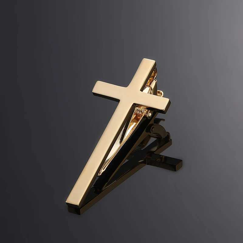 High quality mens tie clip copper metal classic Christian cross clip lining set tie accessories jewelry gifts W250111