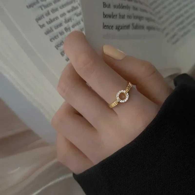 Classic Twist Chain Open Rings for Women Zircon Stainl Steel Geometric Twist Wrped Couple Ring Wedding Aesthetic JewelryXJ250110