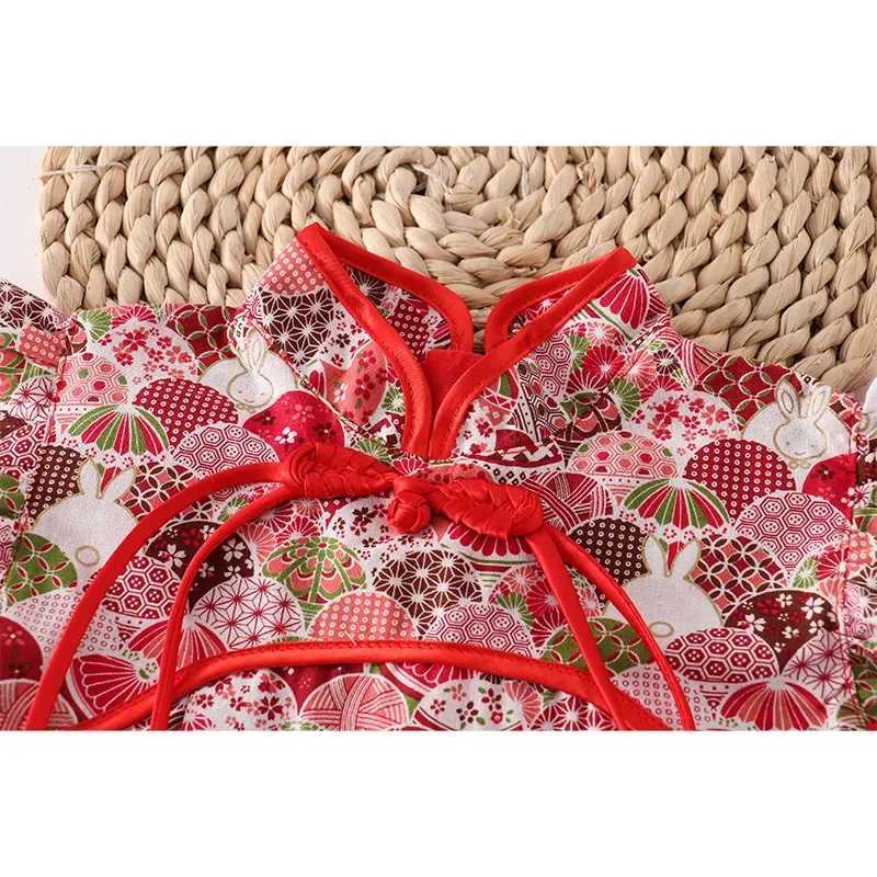 Fashion red girl dress casual performance clothing baby cheongsam Chinese dress summer childrens cheongsam clothing Vestido girl clothing W250111