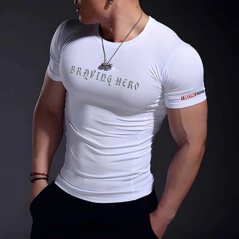 Summer Fitness Muscle Fitness Set Short Sleeve Quick Drying Training Running Exercise Elastic Tight Mens Sports T-shirt W250111