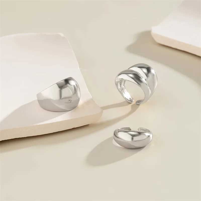 3pcs gold silver metal minimalist gloss wide opening ring geometric finger ring womens jewelry gift wholesale W250111