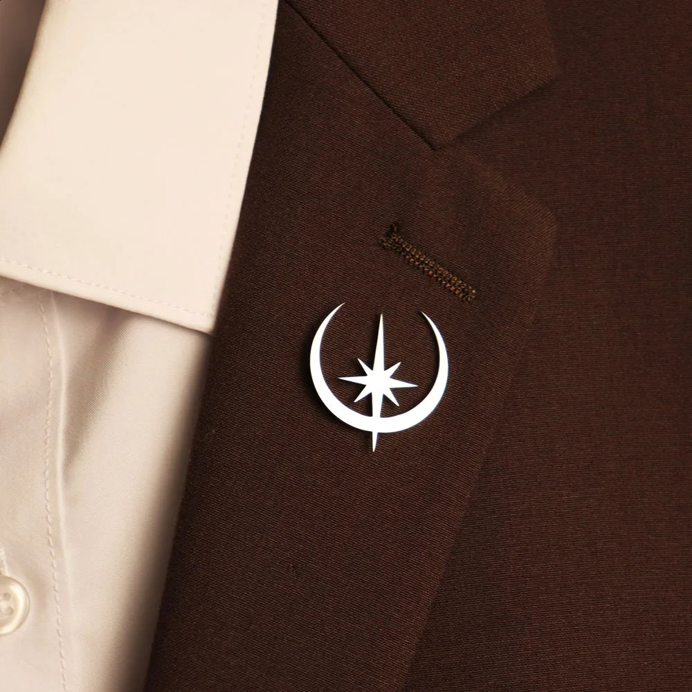 Personalized Stainless Steel Star and Moon Brooch Suitable for Various Occasions Clothing Matching Wedding Gifts 250103