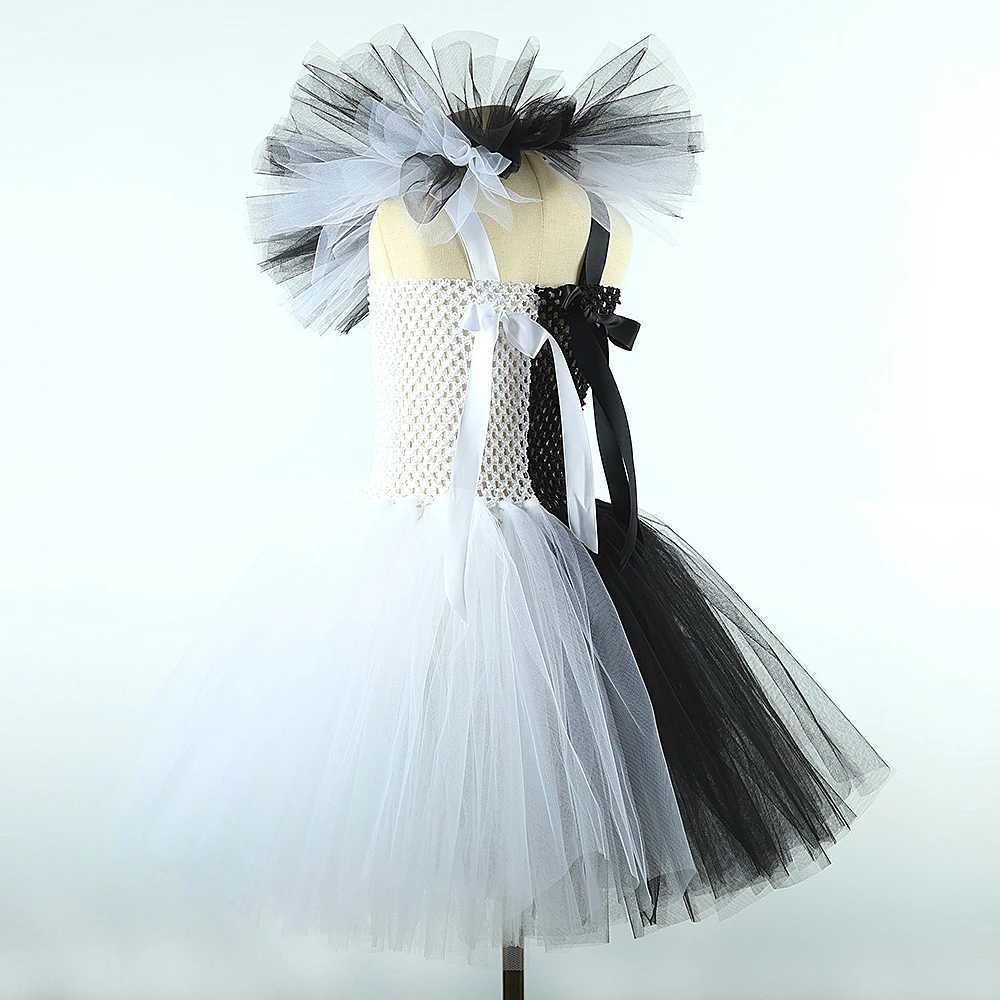 White black checkered girls clown costume Halloween horror costume Tutu childrens costume clown fancy costume childrens horror costume W250111