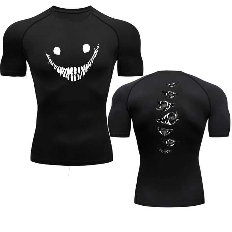 Running T-shirt mens short sleeved compression shirt summer quick drying top black bodybuilding muscle shirt breathable gym W250111