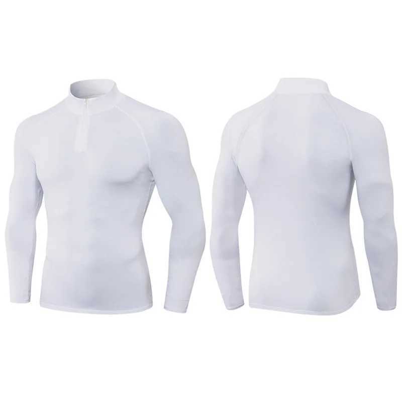 Compressed mens running long sleeved T-shirt gym clothing autumn tight fitness polo shirt fast drying bodybuilding muscle T-shirt W250111