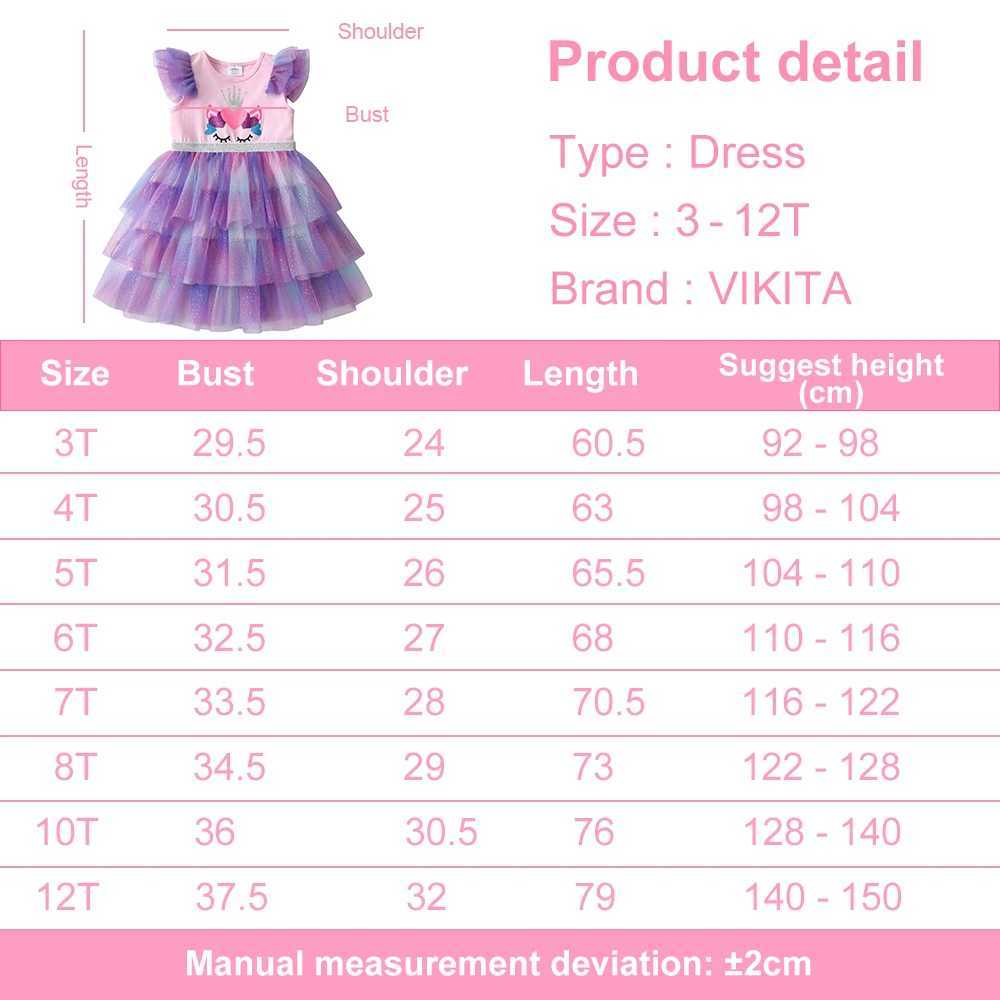 VIKITA girls printed dress childrens summer flame sleeve dress girls layered mesh chiffon Tutu Par dress childrens clothing W250111
