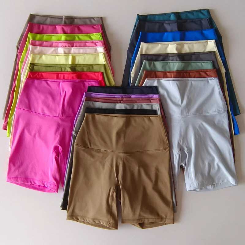 Solid Color Women Fitness Sports Short High Waist Yoga Short Cycling Comprehensive Training Jog Squat Proof Internal PocketsXJ250111