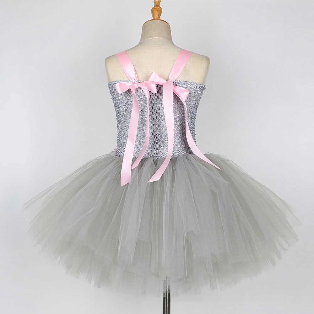 Baby girl gray Tutu childrens costume Halloween mouse costume childrens animal costume birthday costume with ear bow tie set W250111