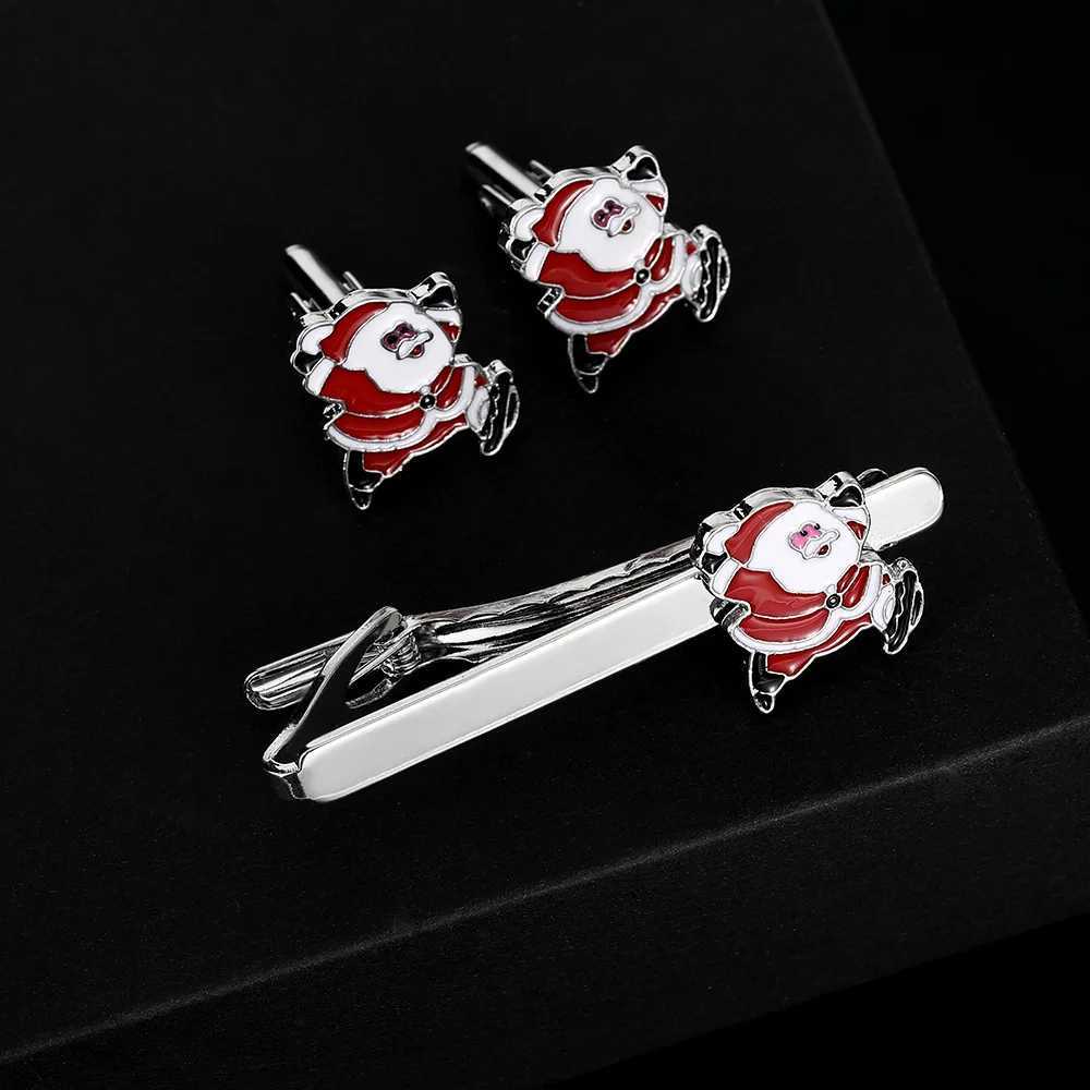 Creative alloy Santa Claus design cufflinks tie clip set mens personalized Christmas gift New Year shirt decoration W250111