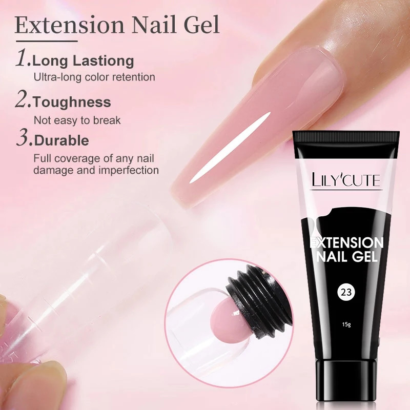 LILYCUTE 15ML Quick Gel Nail Polish Nude Milk White Color Finger Prolong Acrylic Crystal Construction Hard Varnish 241230