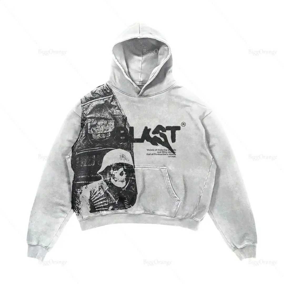 2024 Coats Streetwear Gothic Casual Alphabet Blast Print Pattern Men Clothing Skull Fashion Hoodie Men Harajuku Retro Y2K Hoodie W250117