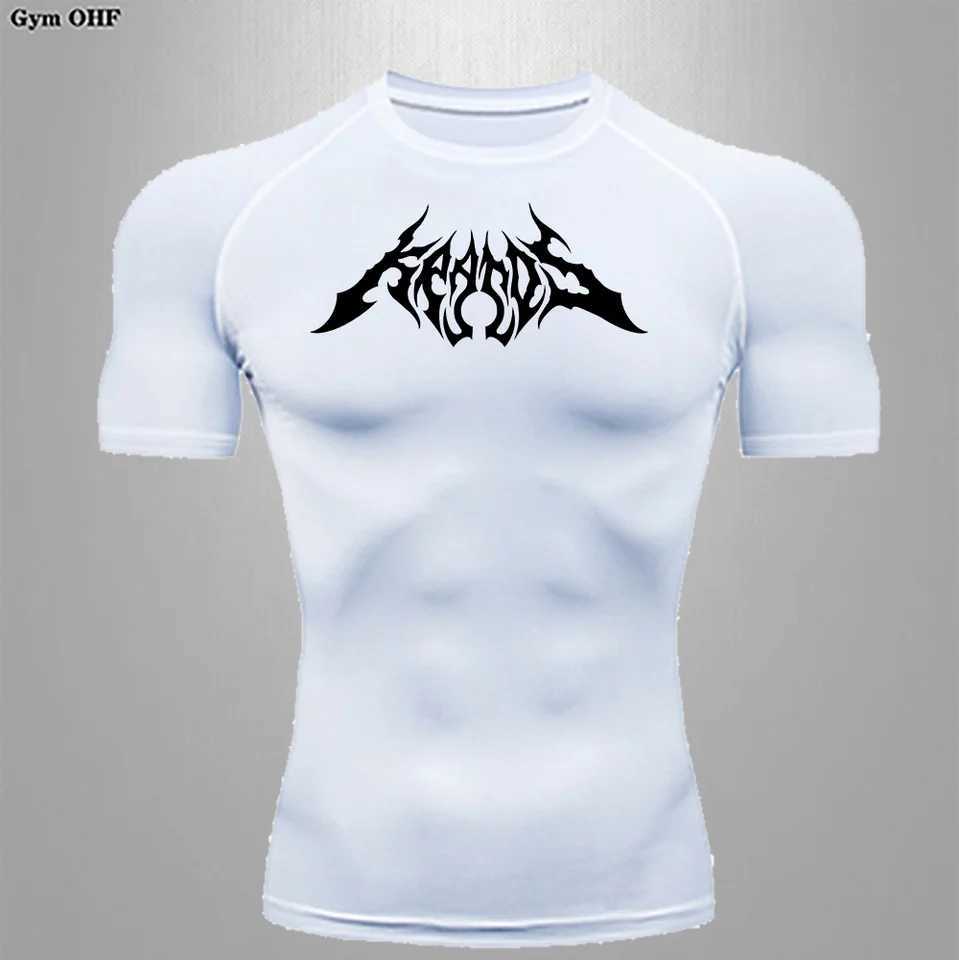 Mens casual T-shirt anime printed clothing quick drying slim fit ultra-thin round neck training T-shirt soft gym top W250111