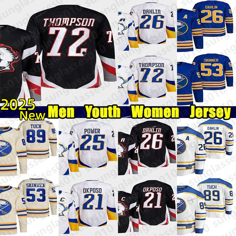 New Season Sabre hockey club hockey jersey men women youth Jersey long sleeves top 72 Tage Thompson 26 Rasmus Dahlin 27 Devon Levi jerseys home away youth kids S-XXXL