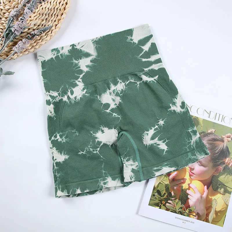 CHRLEISURE 2-Pieces Tie-Dye Yoga Shorts for Women Sexy Hip Lift Cycling Tights Fitness Exercise Running Shorts Casual ActivewearXJ250111