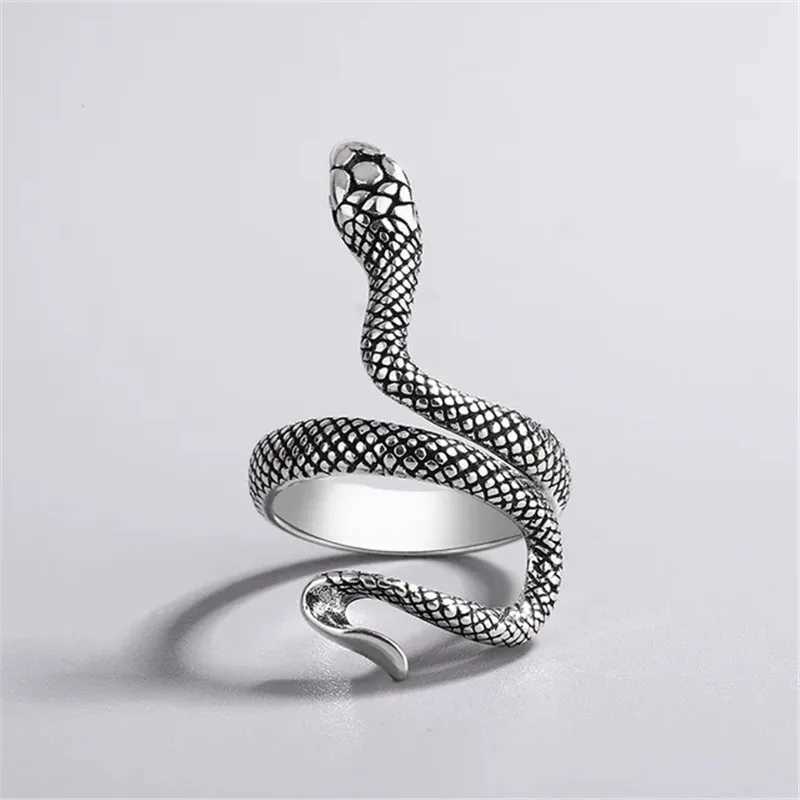 Fashionable Retro Exaggerated Spirit Snake Ring Punk Adjustable Open Serpentine Student Index Finger Ring Trend Jewelry W250111
