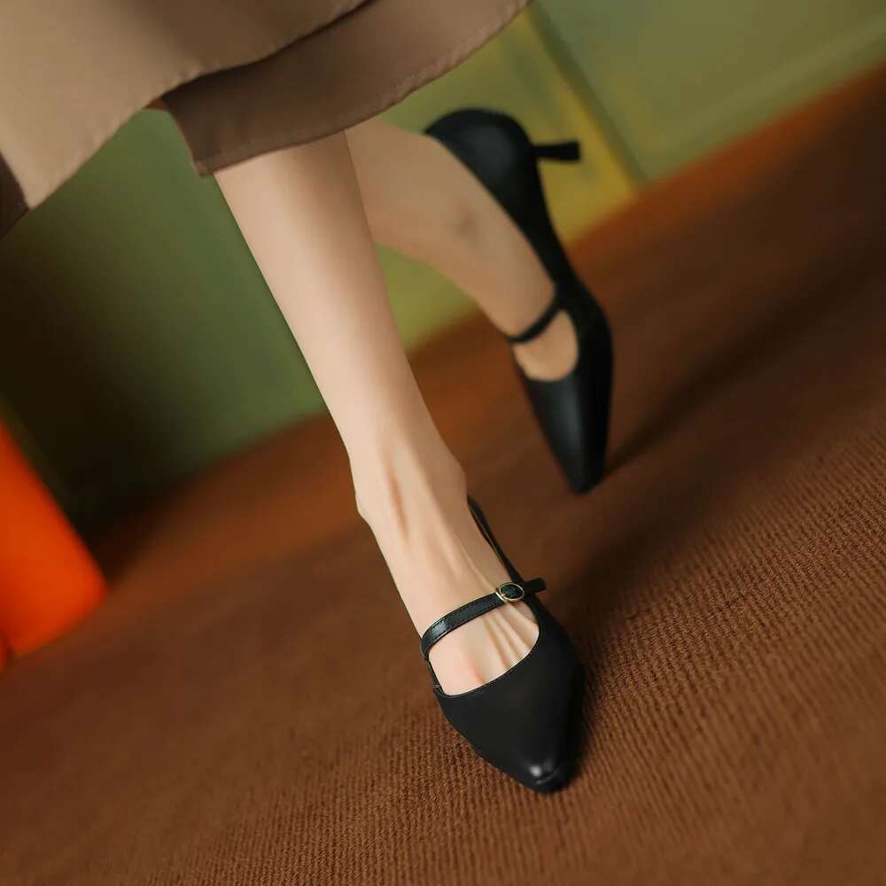 FEDONAS Elegant Women Pumps Thin High Heels Pointed Toe Mature Dress Office Lady Genuine Leather Shoes Woman Spring Summer New