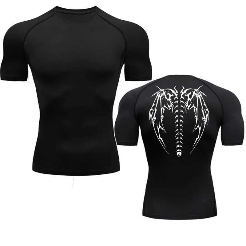 New mens compression long sleeved black gym exercise T-shirt quick drying breathable T-shirt fitness training track top S-3XL W250111