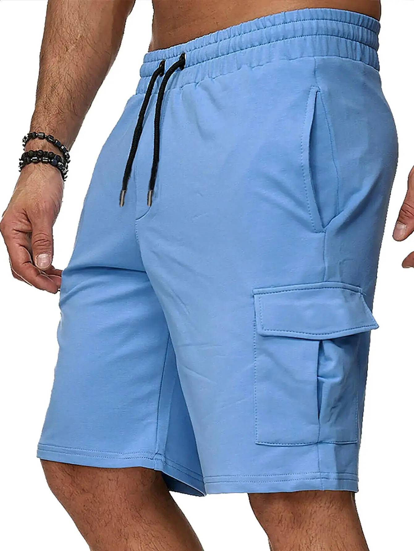 Summer Y2K All Match Trousers Solid Color Streetwear Elegant Fashion Half Pants Multi Pocket Shorts Mens Clothing 250108