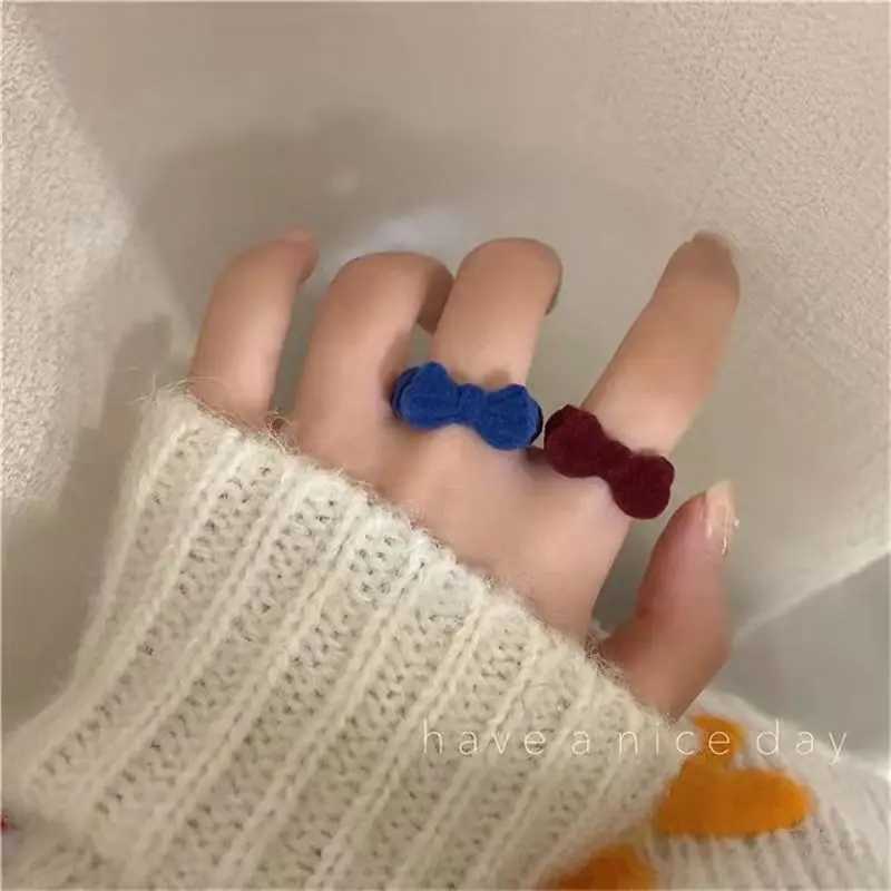 Velvet Bowknot Ring for Women Girls Blue Red Bow-knot Cute Rings Gift for Girlfriend r Korean Fashion Wedding JewelryXJ250110