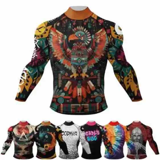 Mens fitness compression shirt boxing MMA BJJ sports T-shirt long sleeved quick drying fitness training fitness shirt W250111
