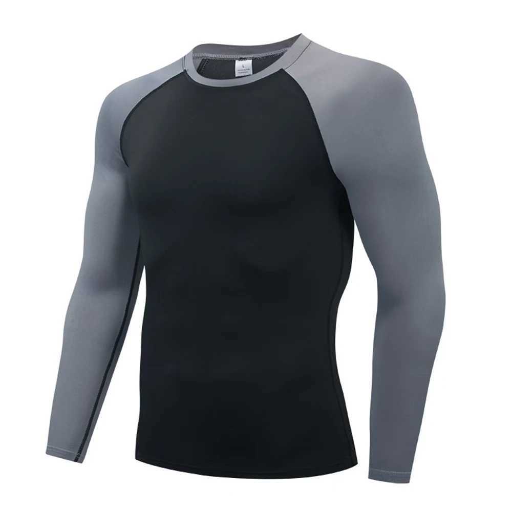 Compression T-shirt mens long sleeved fitness running shirt quick drying exercise tight fitting fitness gym sports T-shirt mens Rashgaard W250111