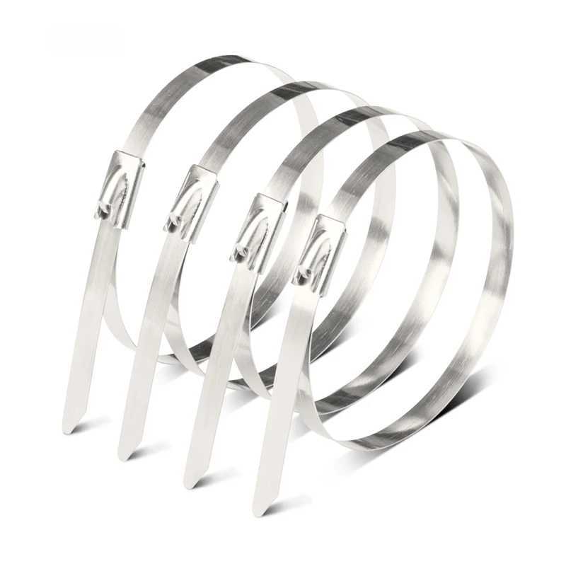 304 stainless steel zipper self-locking 4.6mm metal high-temperature resistant adhesive clamp W250111