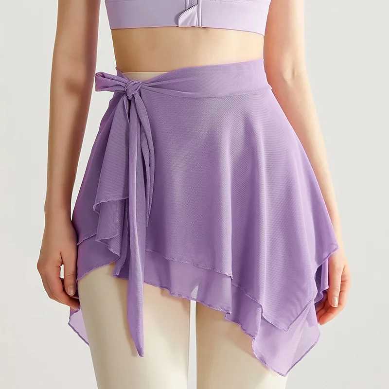 Women Mesh Ballet Wrap Skirt Asymmetric Dance Skate Over Scarf Skirts Solid Color Tutu Dance Skirt for Ballet Yoga Anti-Exposure XJ250724
