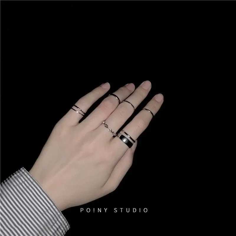 7-piece ring set Instagram hip-hop style adjustable index finger joint ring style retro punk style mens and womens ring set W250111