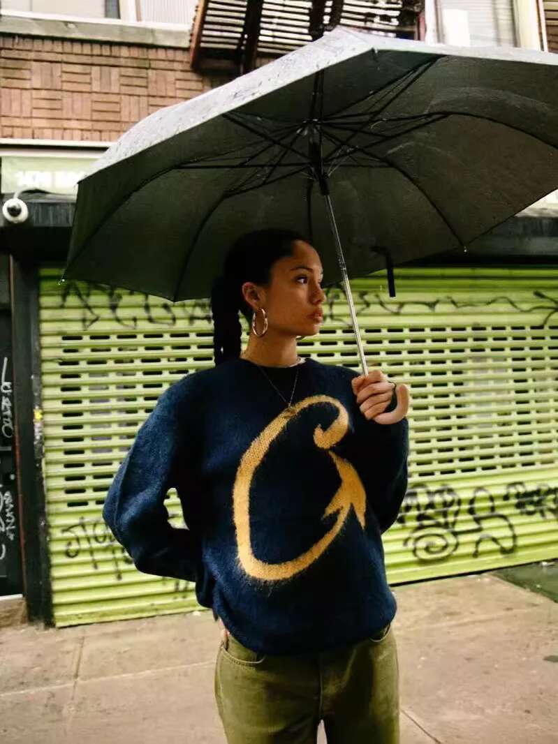 2024 Autumn Winter Y2k Knitted Pullover Sweater Haruku Graphic Print Loose Streetwear Hiphop Retro Fashion Rock Top Punk