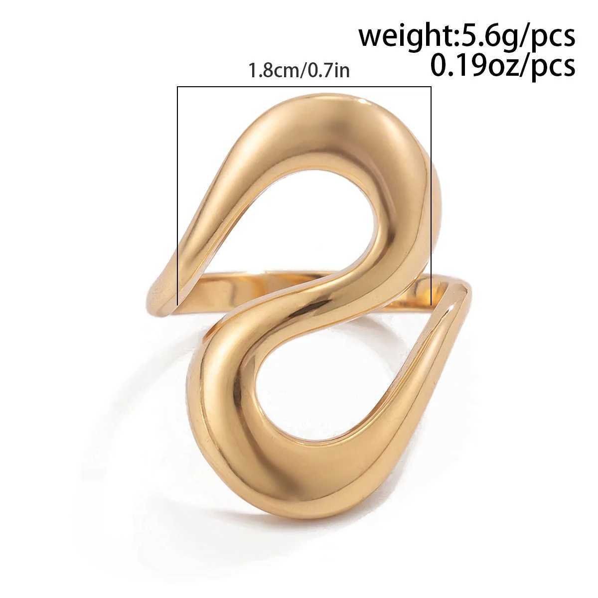 Vintage Geometric Simple Smooth Metal Glossy Irregular Rings for Women European and American New Fashion Aesthetic Jewelry GiftsXJ250110