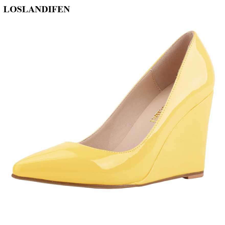 New Arrival 14 Color Womens Patent Leather Wedding Shoes Autumn Dot Toe Light Womens Pump Red Yellow High Heels Womens Wedding Shoes T250110