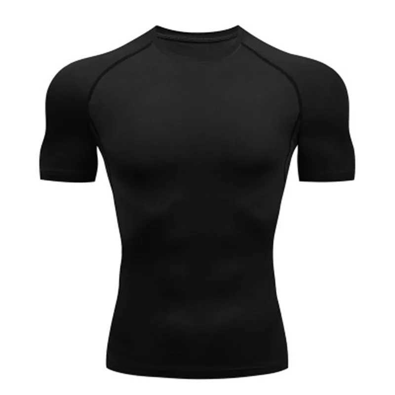 Mens compression running T-shirt tight fitting short sleeved T-shirt training running sweatshirt gym sweatshirt quick drying W250111