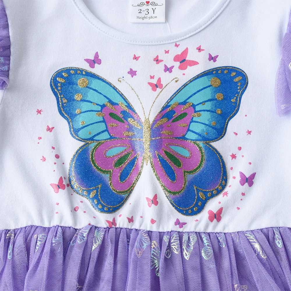 Vikita childrens butterfly dress girl flame sleeve autumn spring colorful dress girl princess Par casual dress childrens clothing W250111
