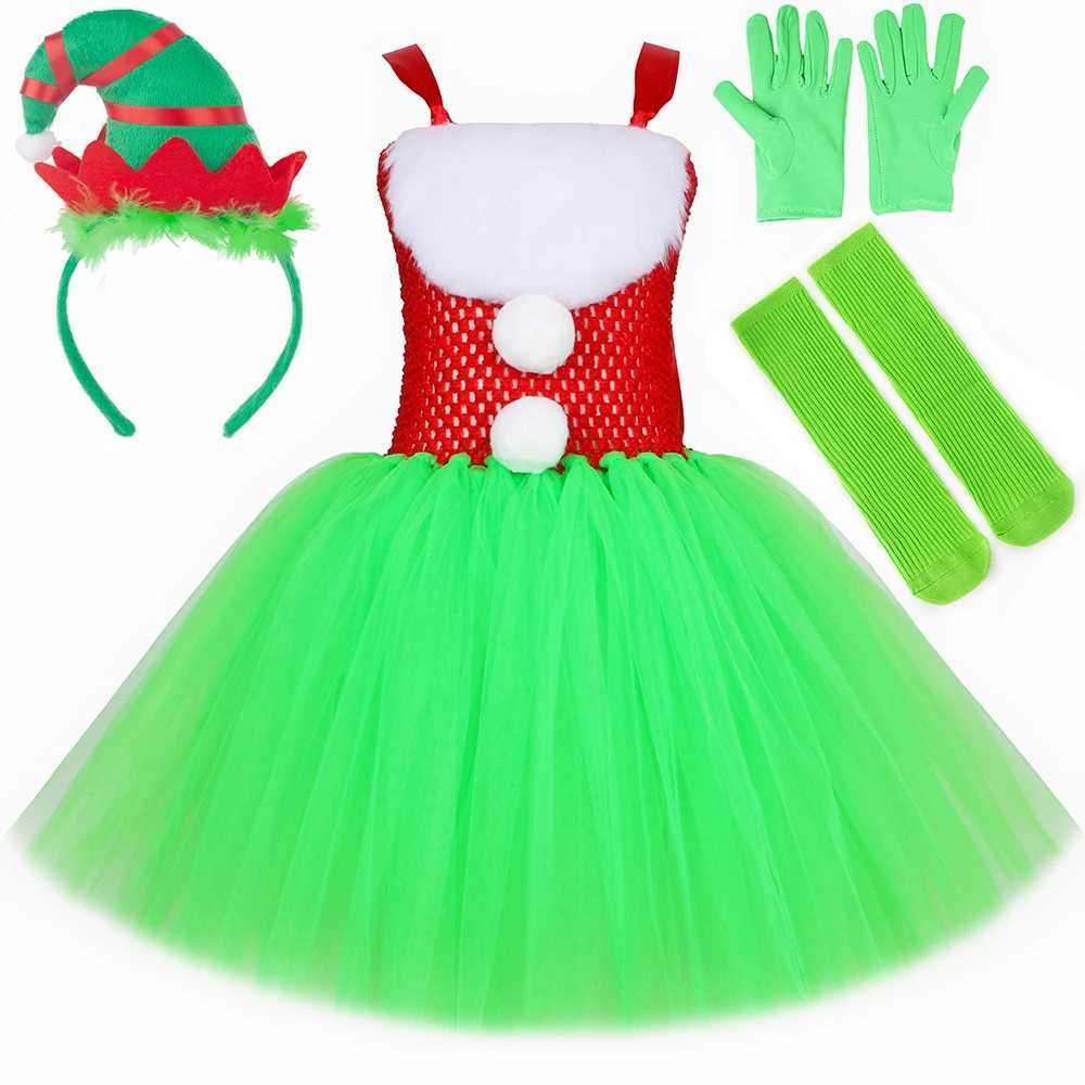 Grinc costume childrens Santa Tutu dress set green fur monster costume girls and toddlers Halloween Christmas Par costume W250111