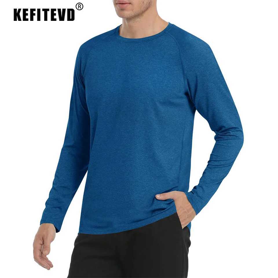KEFITEVD Mens UPF 50+Summer Long Sleeve Lightweight T-shirt Fast Drying Breathable Shirt Outdoor Sports Gym Running Top W250111