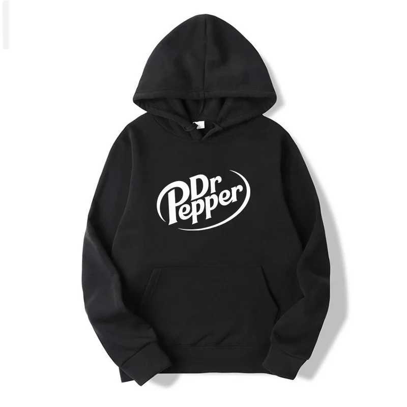 Autumn Warm Dr Pepper Letter Printed Hoodies Street Men Fashion Fleece Sweatshirts Casual Unisex Pullover TopsXJ250111