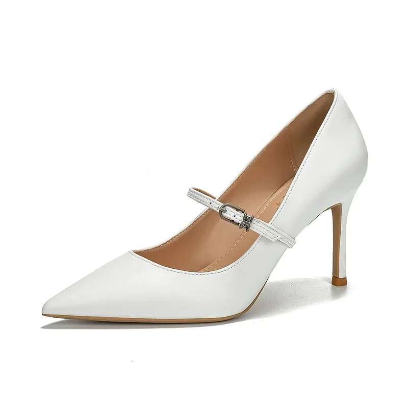 Black New French Style Mary Jane High Heels With Thin Heels, Pointed One Piece Buckle, Fashionable Single Shoes