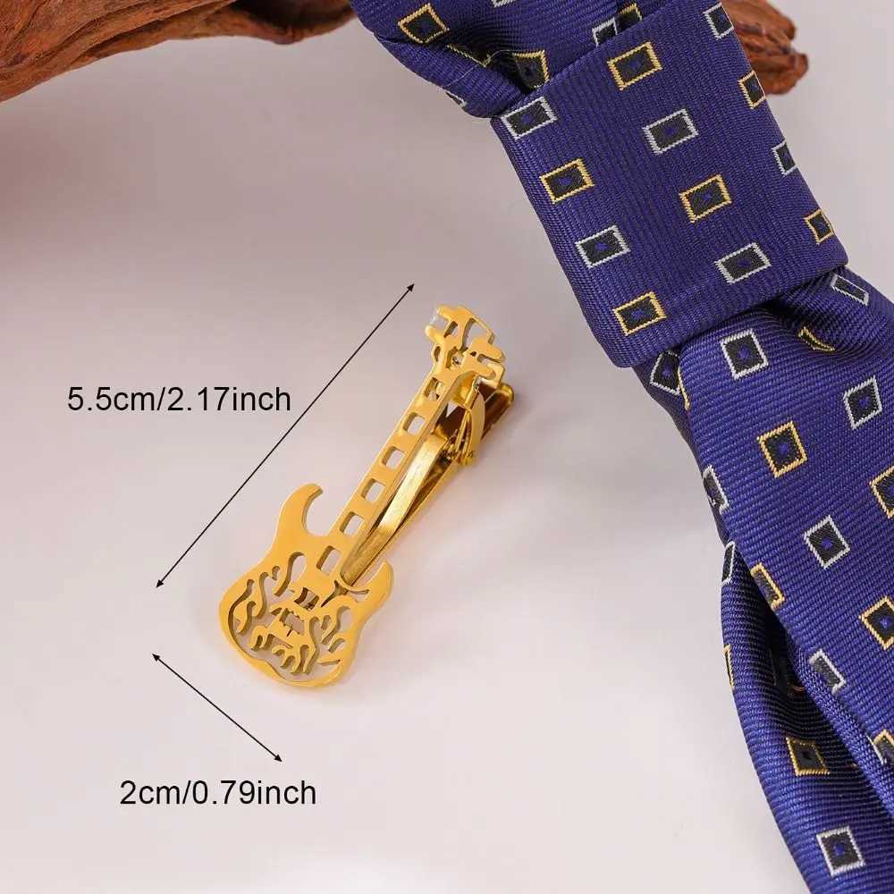 Creative High pitched Guitar Tie Clip Instrument Titanium Steel Music Note Tie Pin Punk Hip Hop Piano Neck Buckle Mens Style W250111