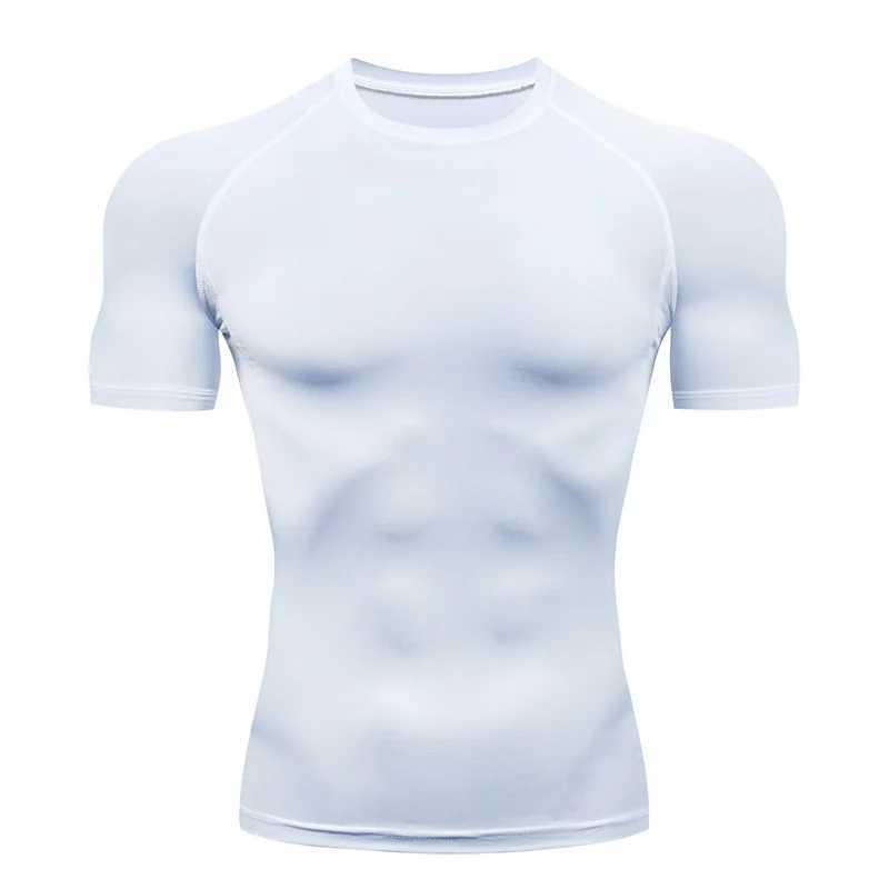 Mens compression running T-shirt tight fitting short sleeved T-shirt training jogging shirt gym sportswear quick drying Rashgaard W250111