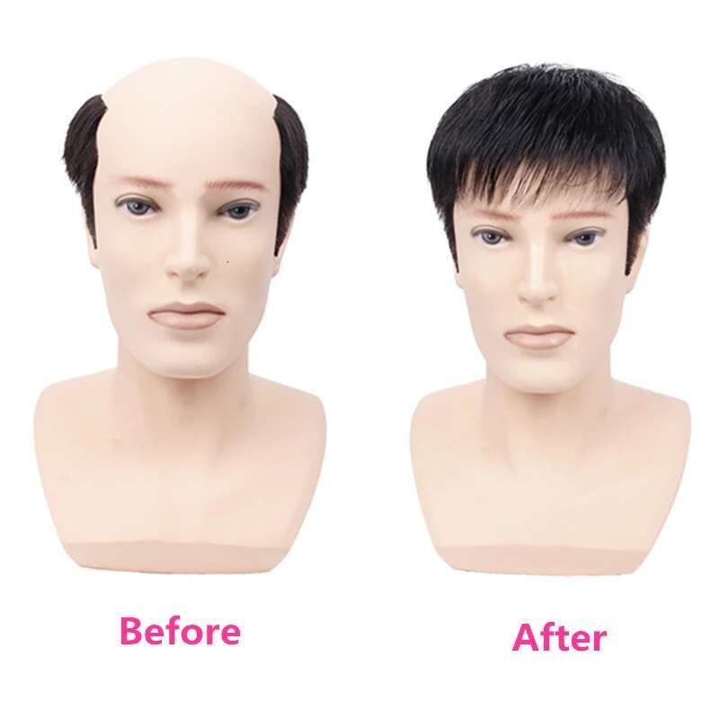 Prosthetic Male 100% Human Toupee Wigs Man Replacement System Men's Wig Real For Baldness Cover White Hair