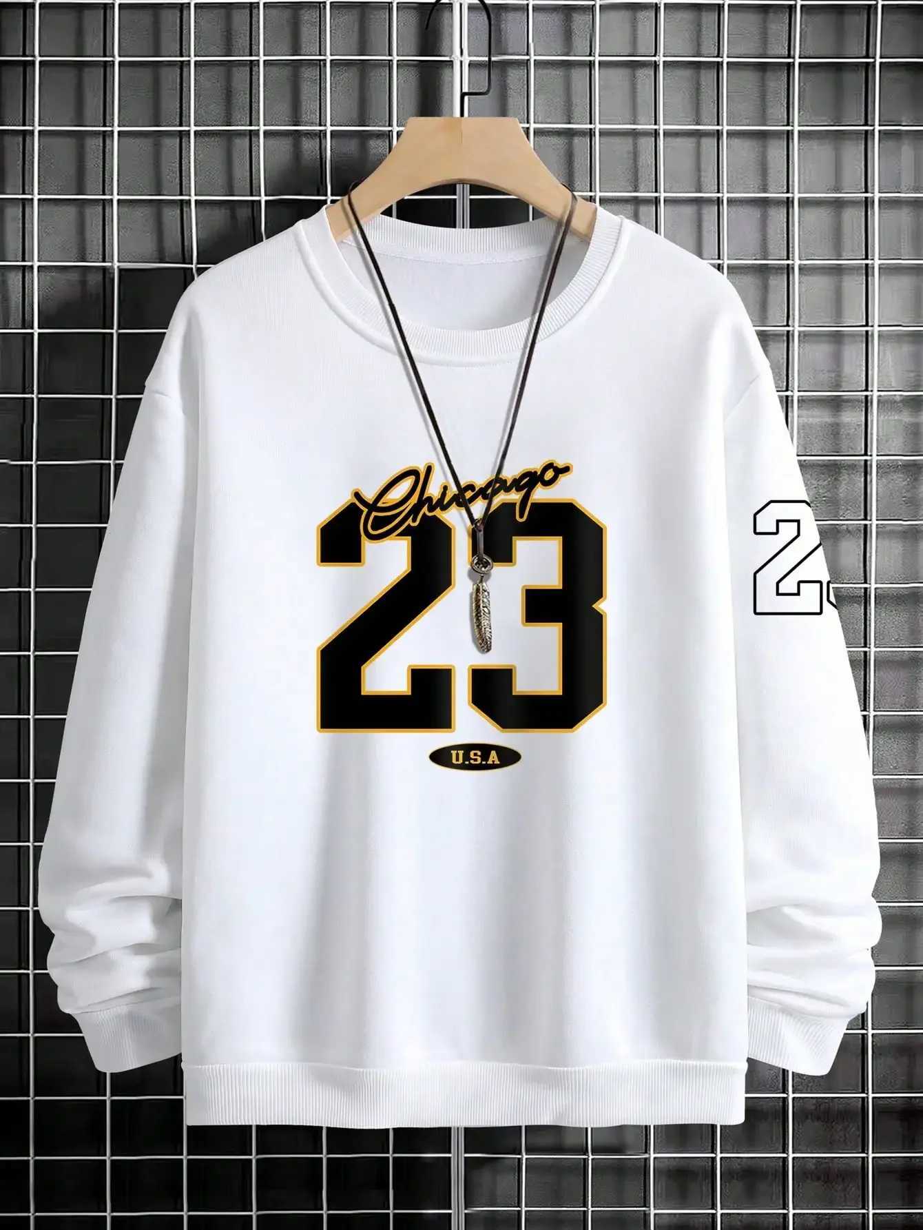 23 American Art Letter Design Mens Street Style Wool Sweater Autumn Casual Hoodie Fashion Crewneck Pulleys W250110