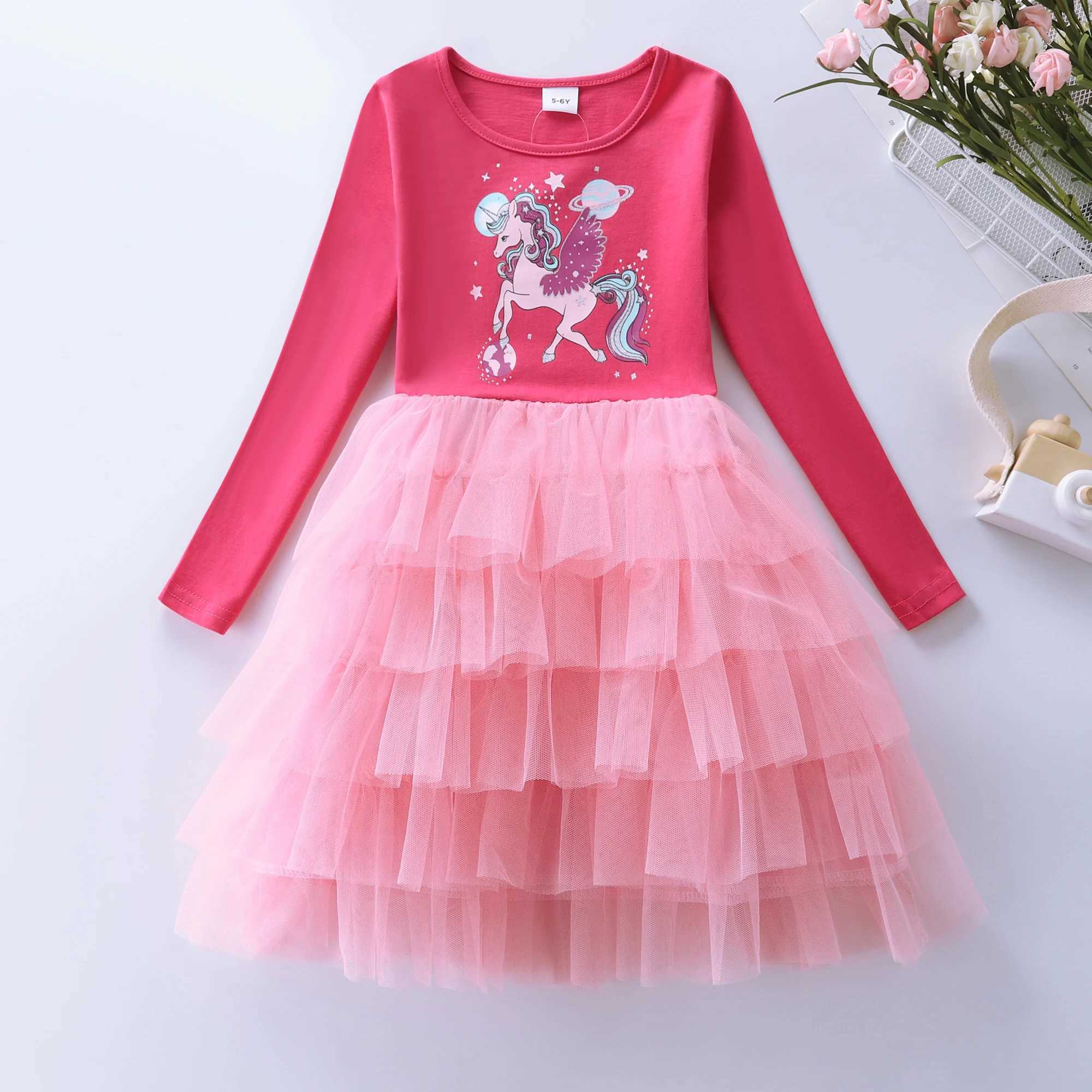 Girl Sleeping Cotton Printed Par Princess Cake Dress LH1705 W250111