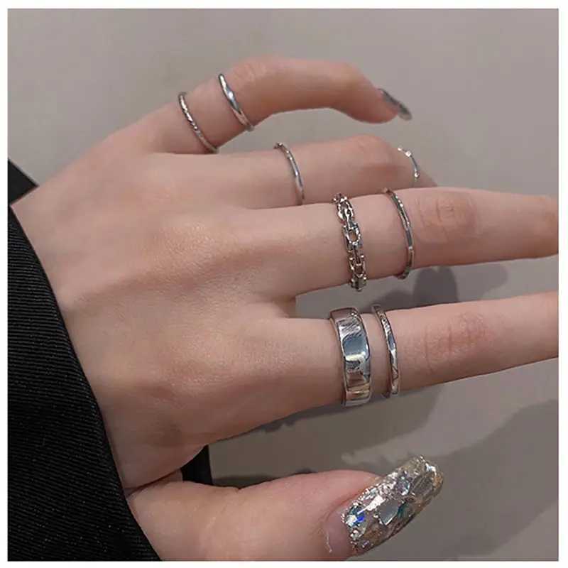 The Tide Cool Ring Set Female Korean Ring Net Red Jewelry Not Fade Color Ring Cold Wind Hip Hop Index Finger RingXJ250110