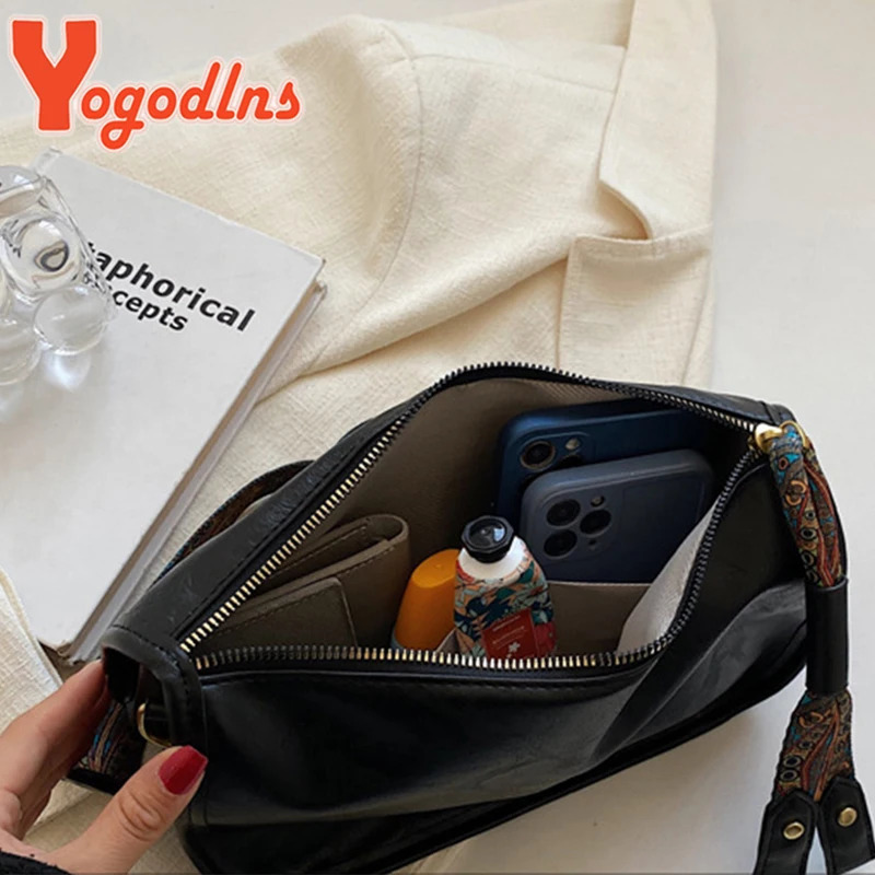 Yogodlns Vintage Shoulder Bag For Women PU Leather Pillow Style Crossbody Lady Messenger Ladies Tote Purse 250107