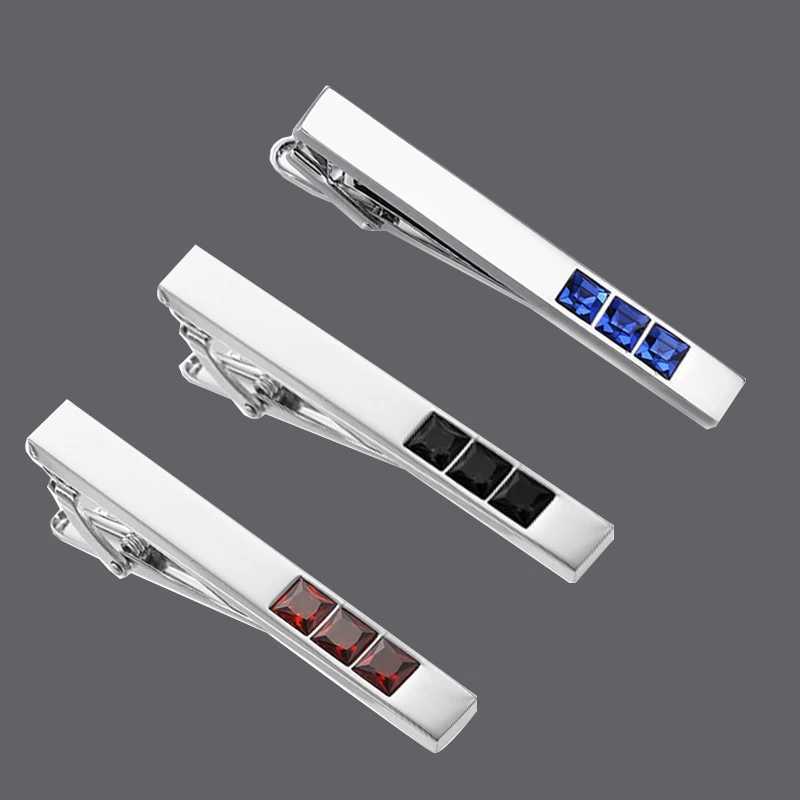 Copper material Smooth blue red black crystal tie clip fashionable mens workwear tie clip wholesale of clothing accessories W250111