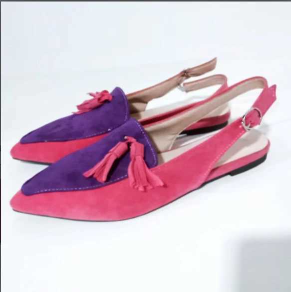 New Arrival Pointy Toe flat shoes fashionable tassel sandals mule shoes T250110