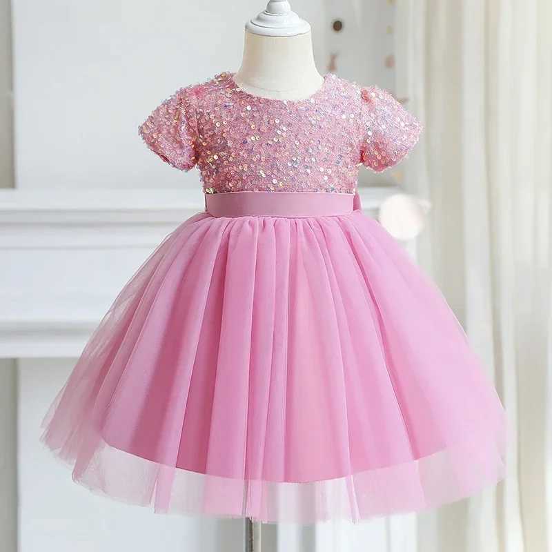 3-8 Yrs girl princess dress sequined lace chiffon wedding Par Tutu fluffy childrens evening dress formal bride dress W250111