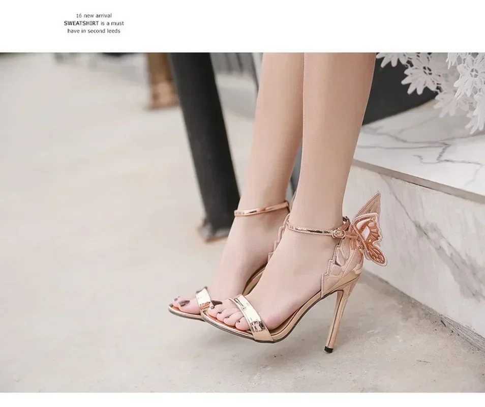 New Arrival Open shoelaces three-way butterfly wings stiletto heels womens sandals summer shoes T250110